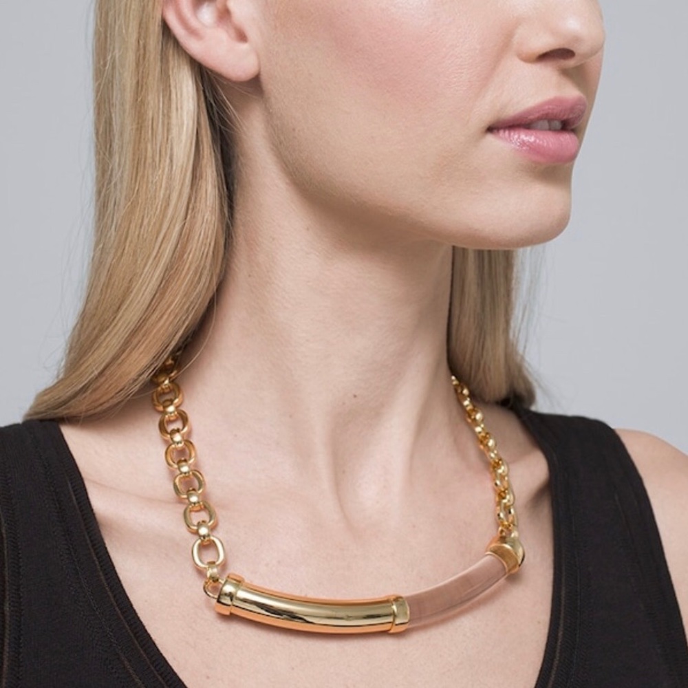 NWT Golden Lucite Statement Necklace 💗